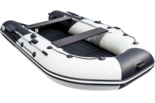 Лодка пвх Ривьера 3600 Килевое надувное дно "Комби" светло-серый/черный