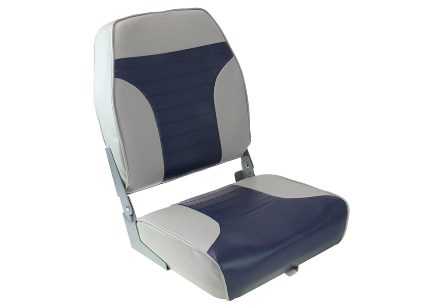 Кресло складное мягкое ECONOMY с высокой спинкой двуцветное, серый/синий 1040661